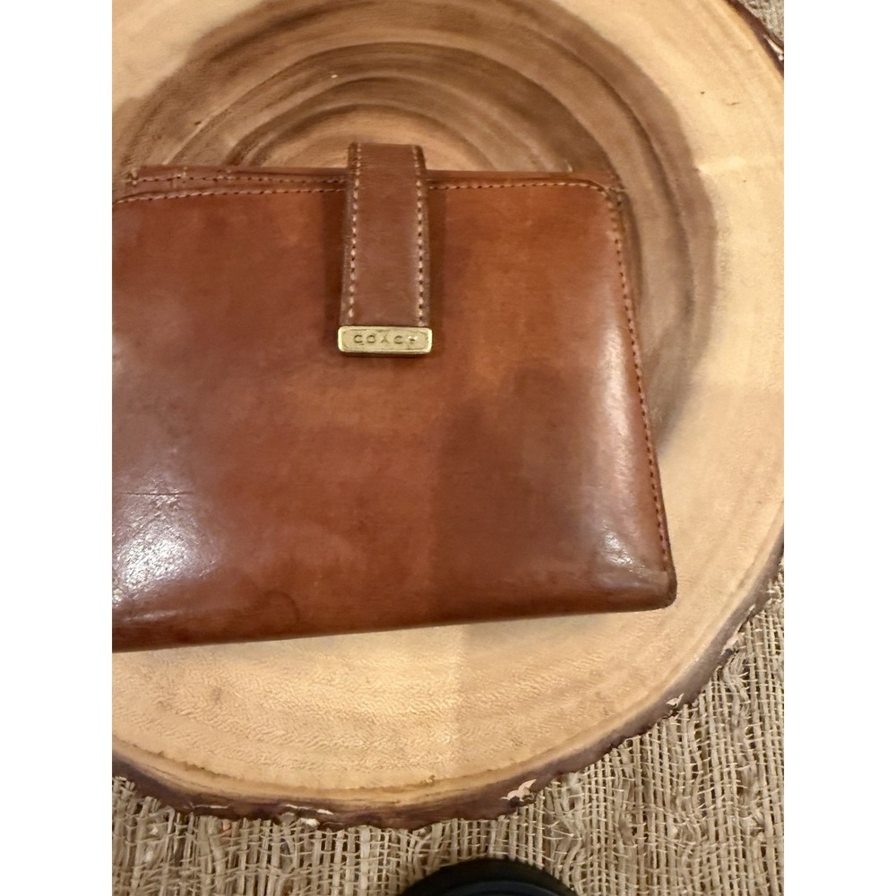 VTG Coach Brown Leather Wallet Classic Folding Pocket Snap Brown Minimalist